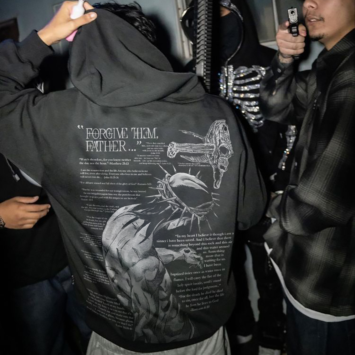 "Forgive Them , Father..." Printed Hoodie（Double-sided Print）
