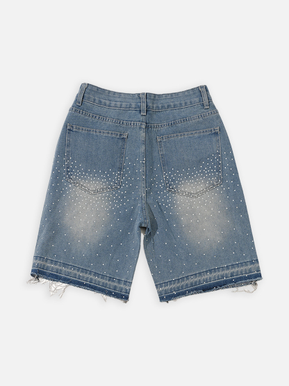 Hiphop Cross Hot Diamond Jorts Denim Shorts