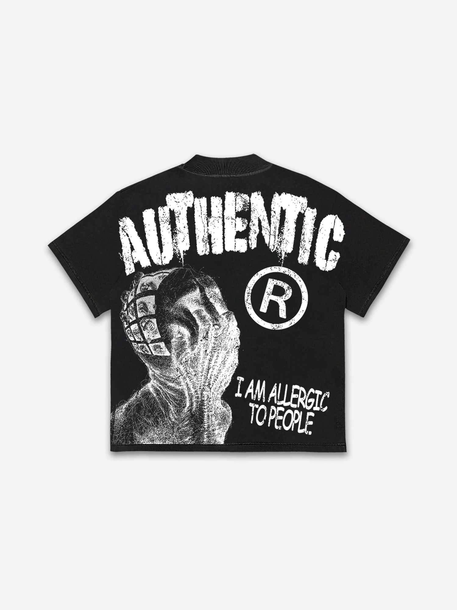 Vintage I Am Allergic To People Graphics Print Cotton T-shirt