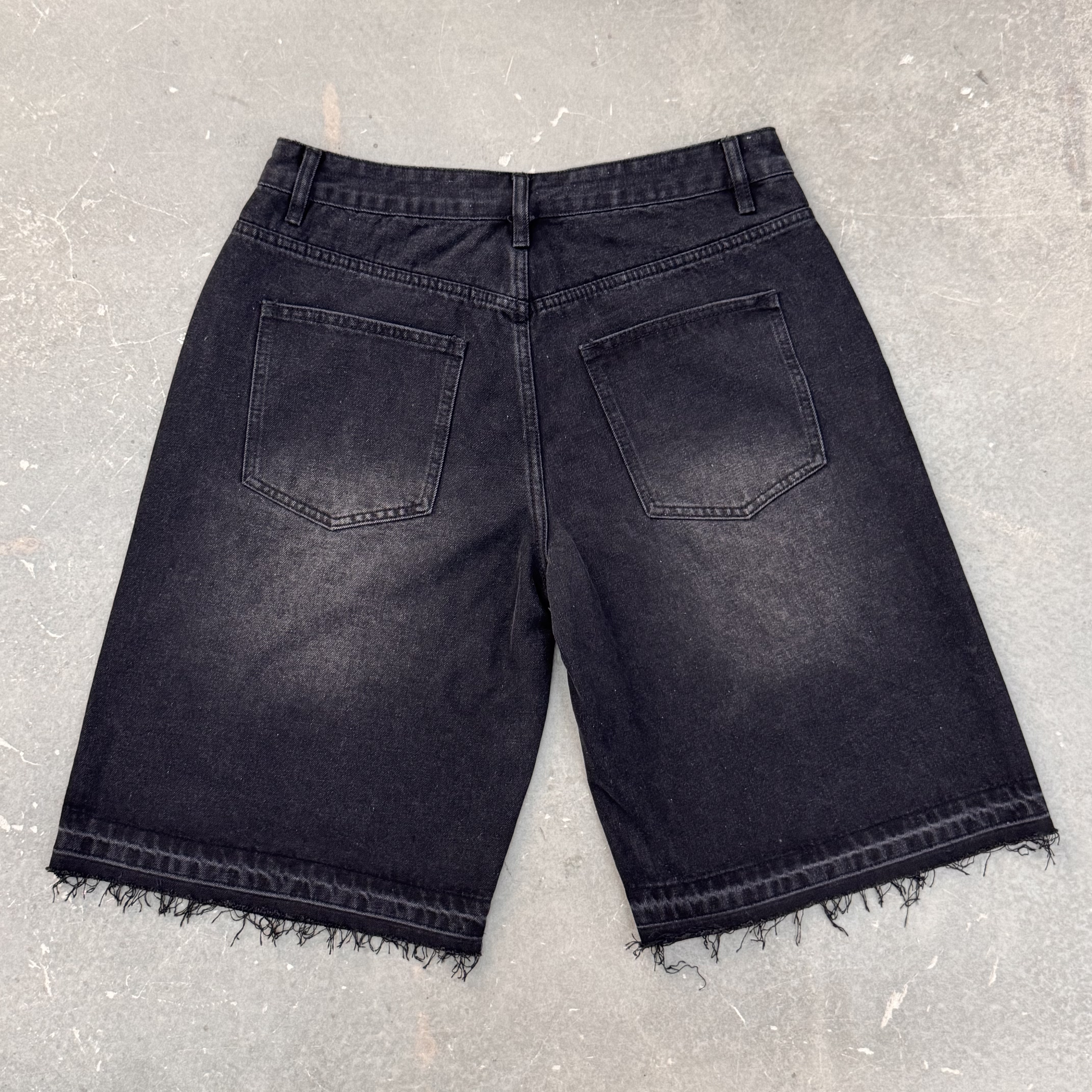 Vintage Hiphop Cross Appliqué Jorts Denim Shorts