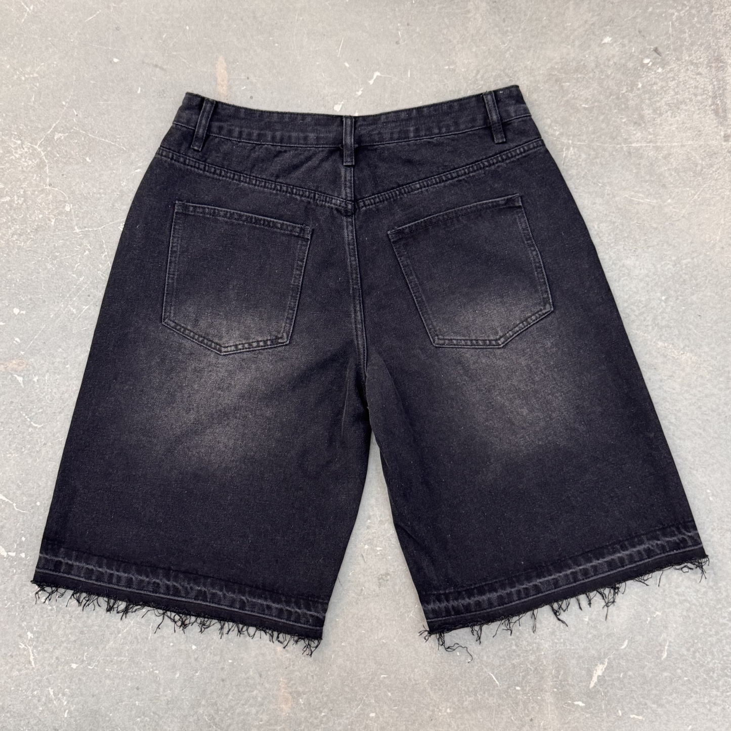 Vintage Hiphop Cross Appliqué Jorts Denim Shorts