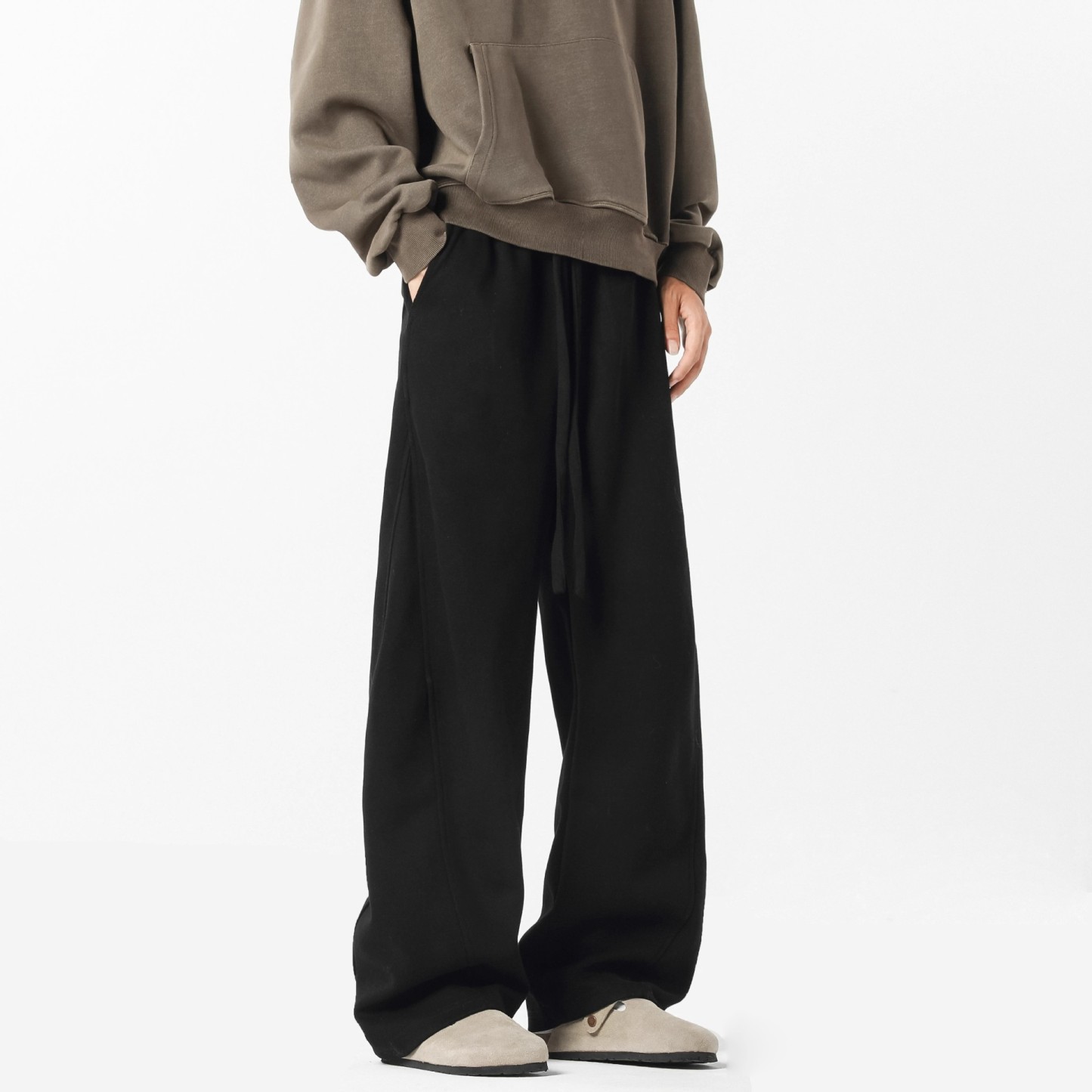 Retro High Street Scimitar Stitching Wide Leg Sports Pants