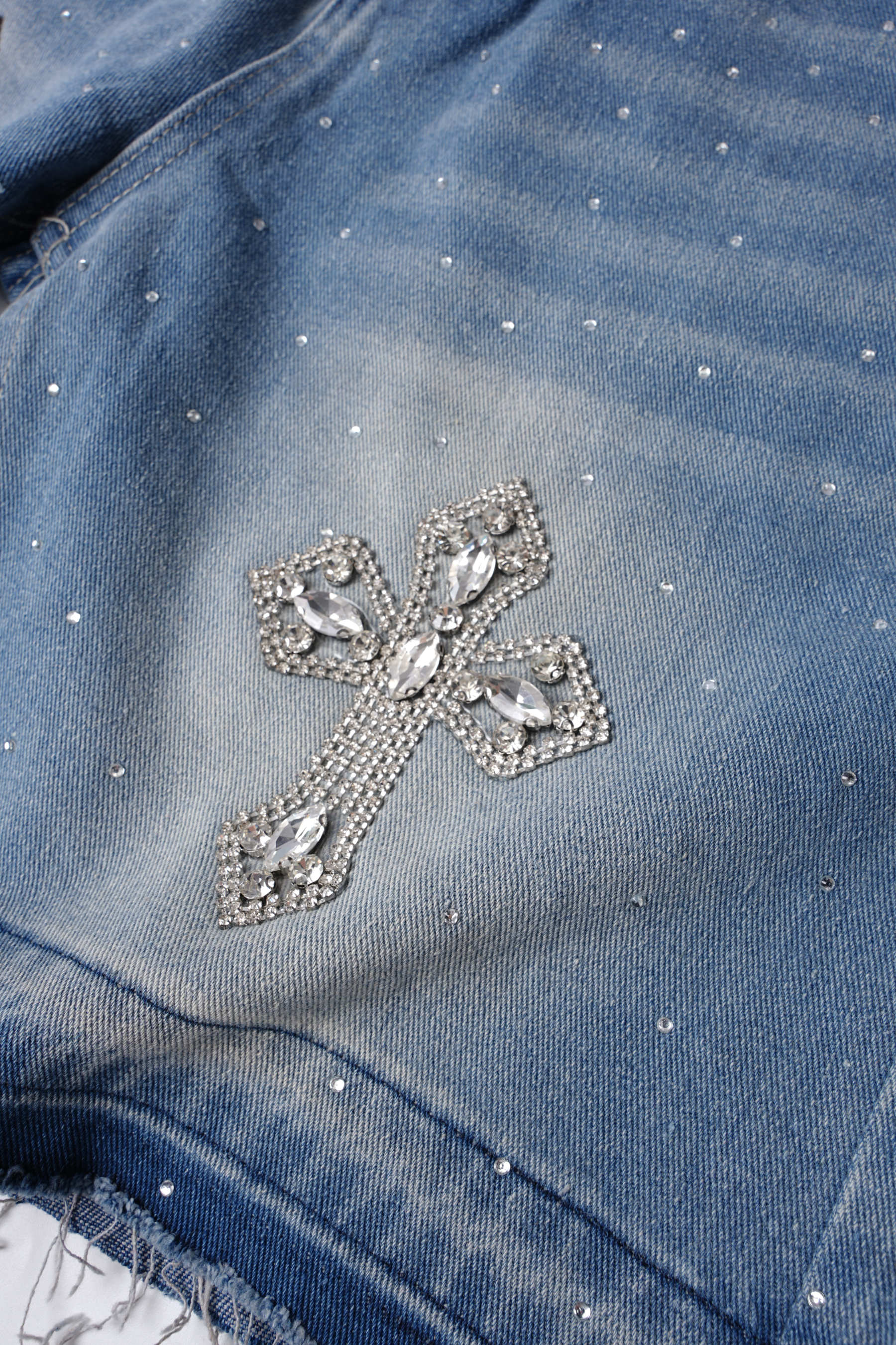Hiphop Cross Hot Diamond Jorts Denim Shorts
