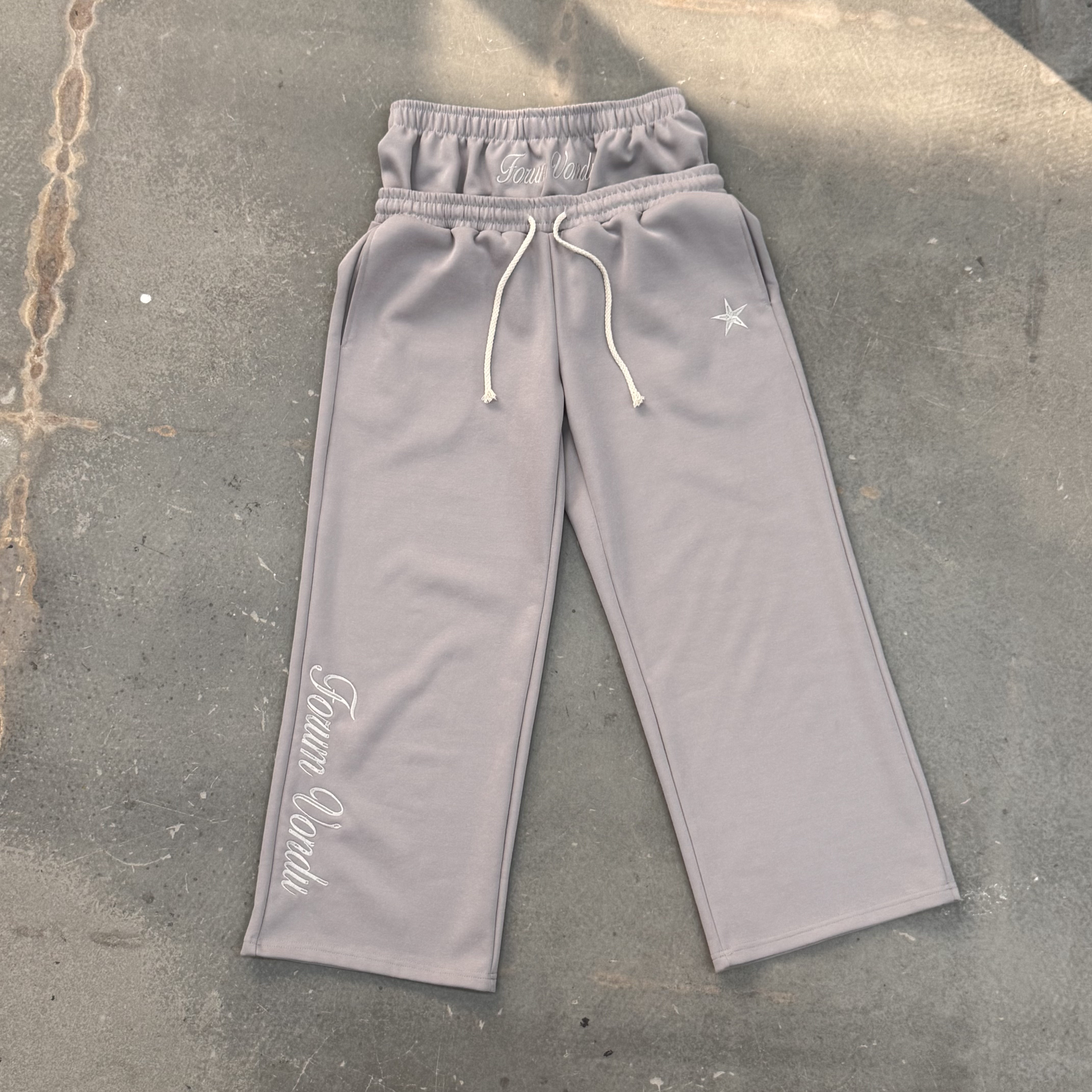 Sopula Embroidery Star Double Waistband Baggy Sweatpants