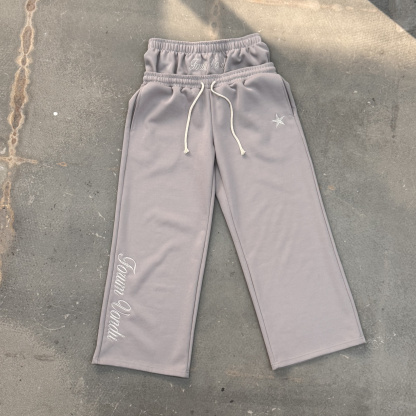 Sopula Embroidery Star Double Waistband Baggy Sweatpants
