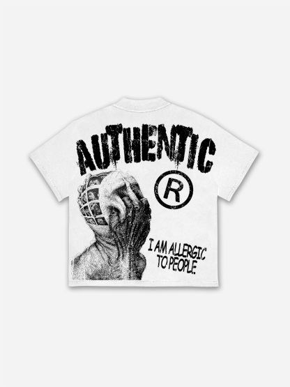 Vintage I Am Allergic To People Graphics Print Cotton T-shirt