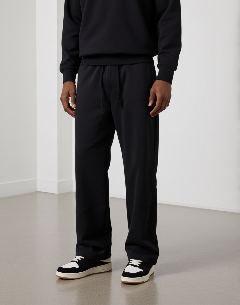 Hiphop Double Waistband Design With Star Embroidery Sweatpants