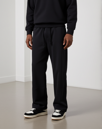 Hiphop Double Waistband Design With Star Embroidery Sweatpants