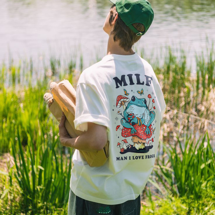 MILF Man I Love Frogs Printed T-shirt（Double-sided Print）