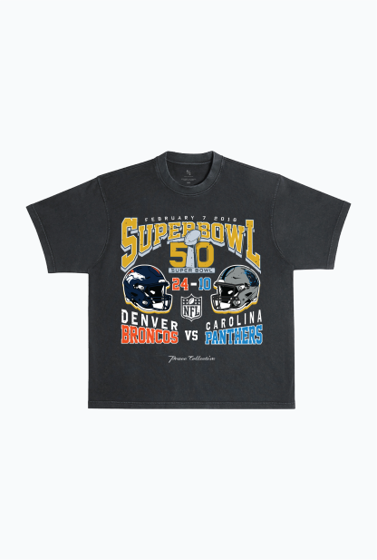 Super Bowl 50: Denver Broncos vs Carolina Panthers Washed T-shirt