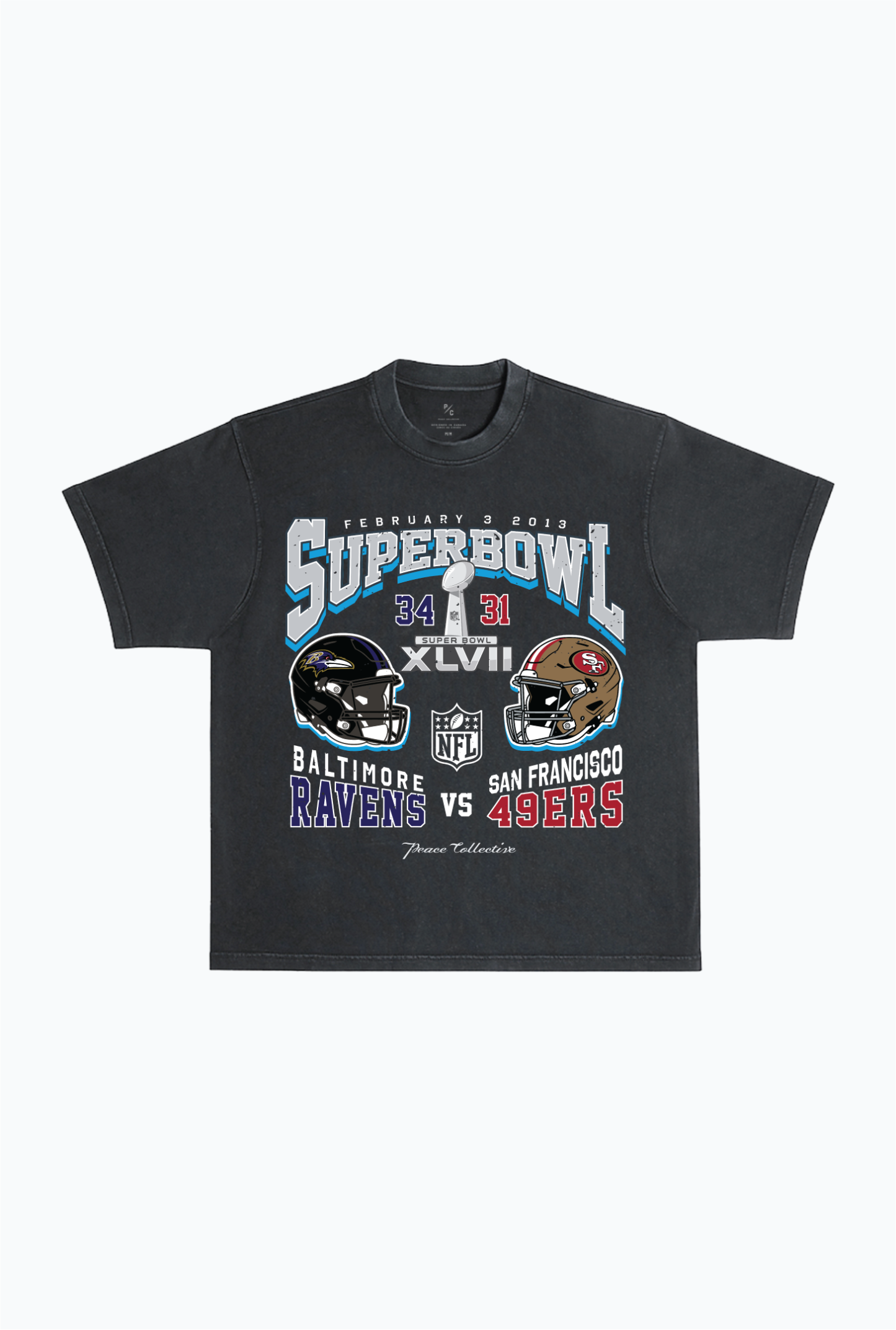 Super Bowl XLVII: Baltimore Ravens vs San Francisco 49ers Washed T-shirt