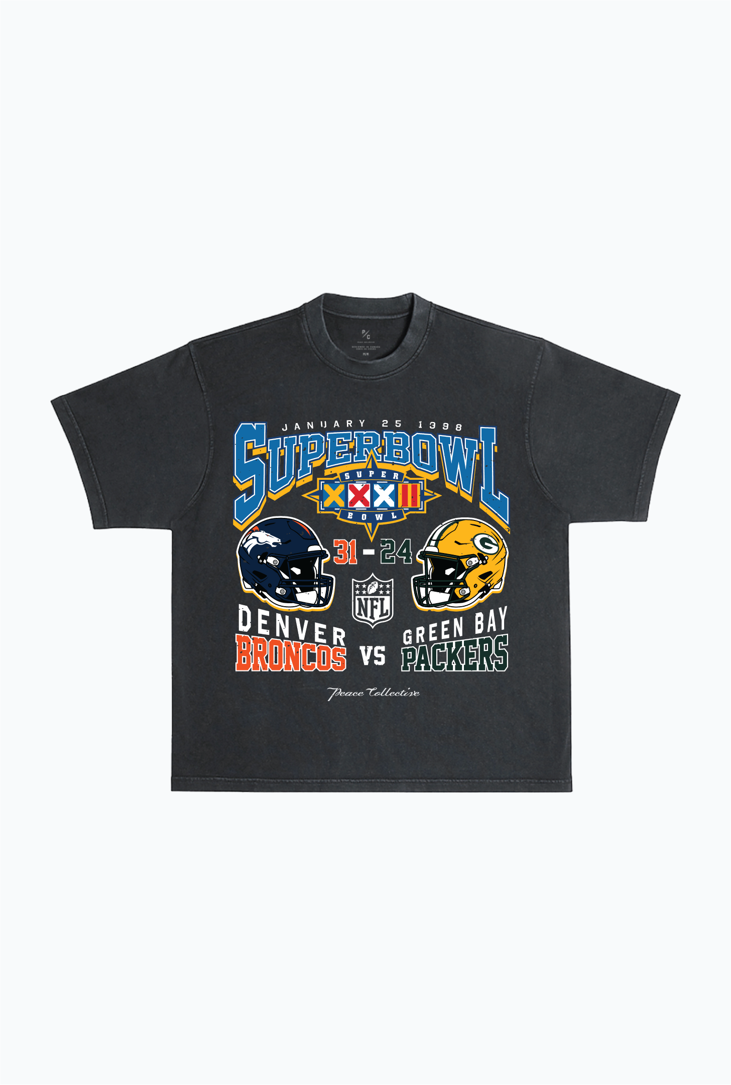 Super Bowl XXXII: Denver Broncos vs Green Bay Packers Washed T-shirt