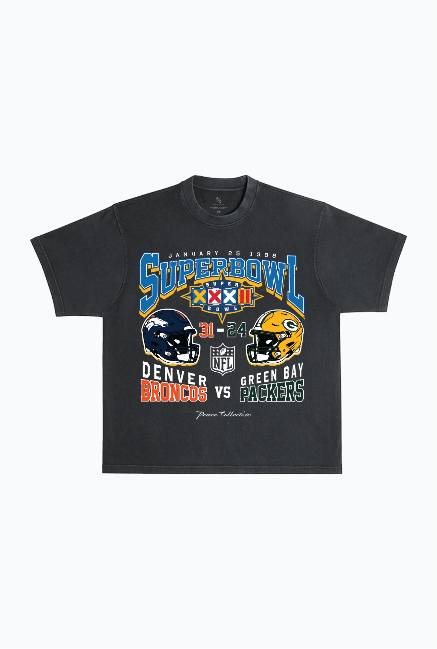 Super Bowl XXXII: Denver Broncos vs Green Bay Packers Washed T-shirt
