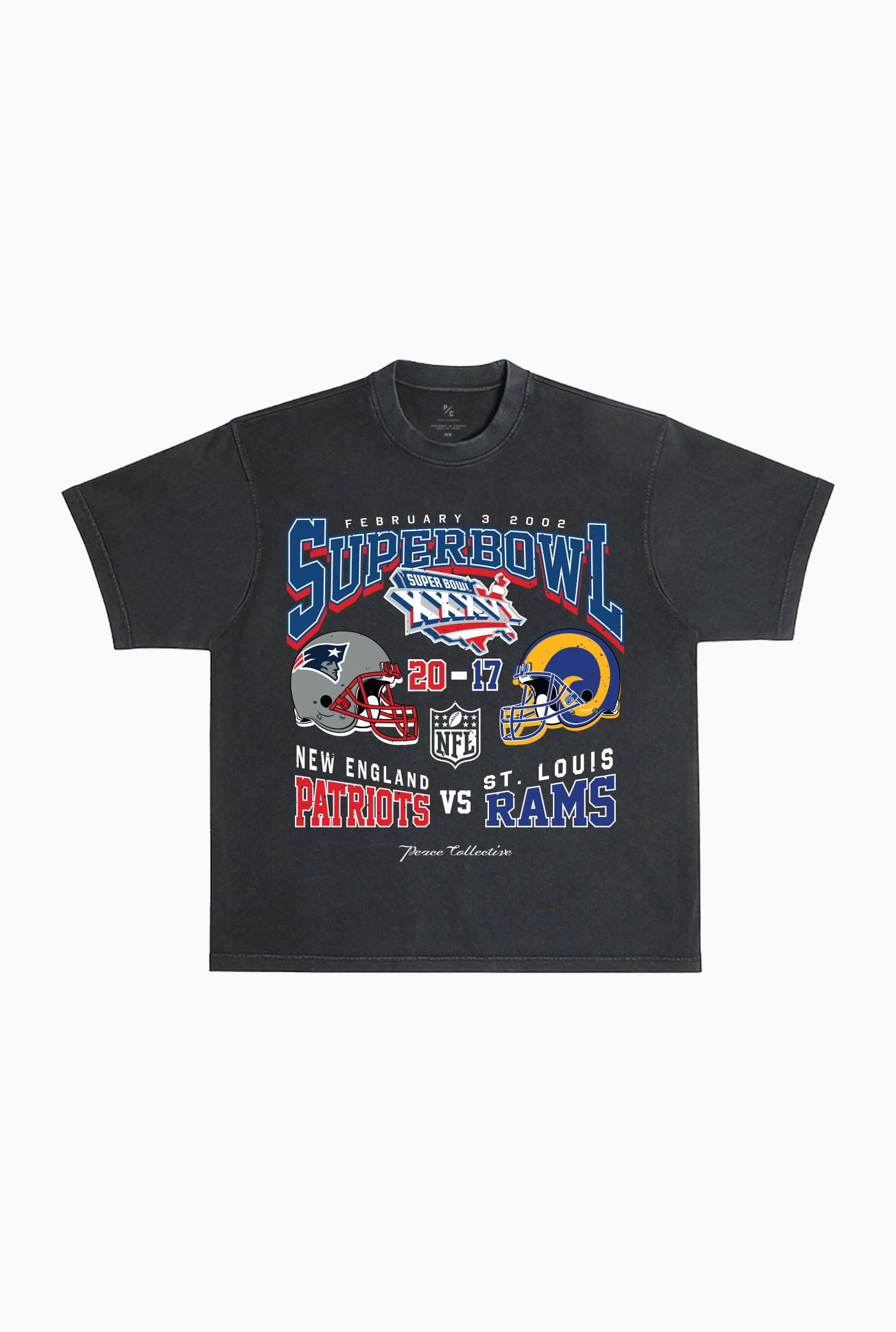 Super Bowl XXXVI: New England Patriots vs St. Louis Rams Washed T-shirt