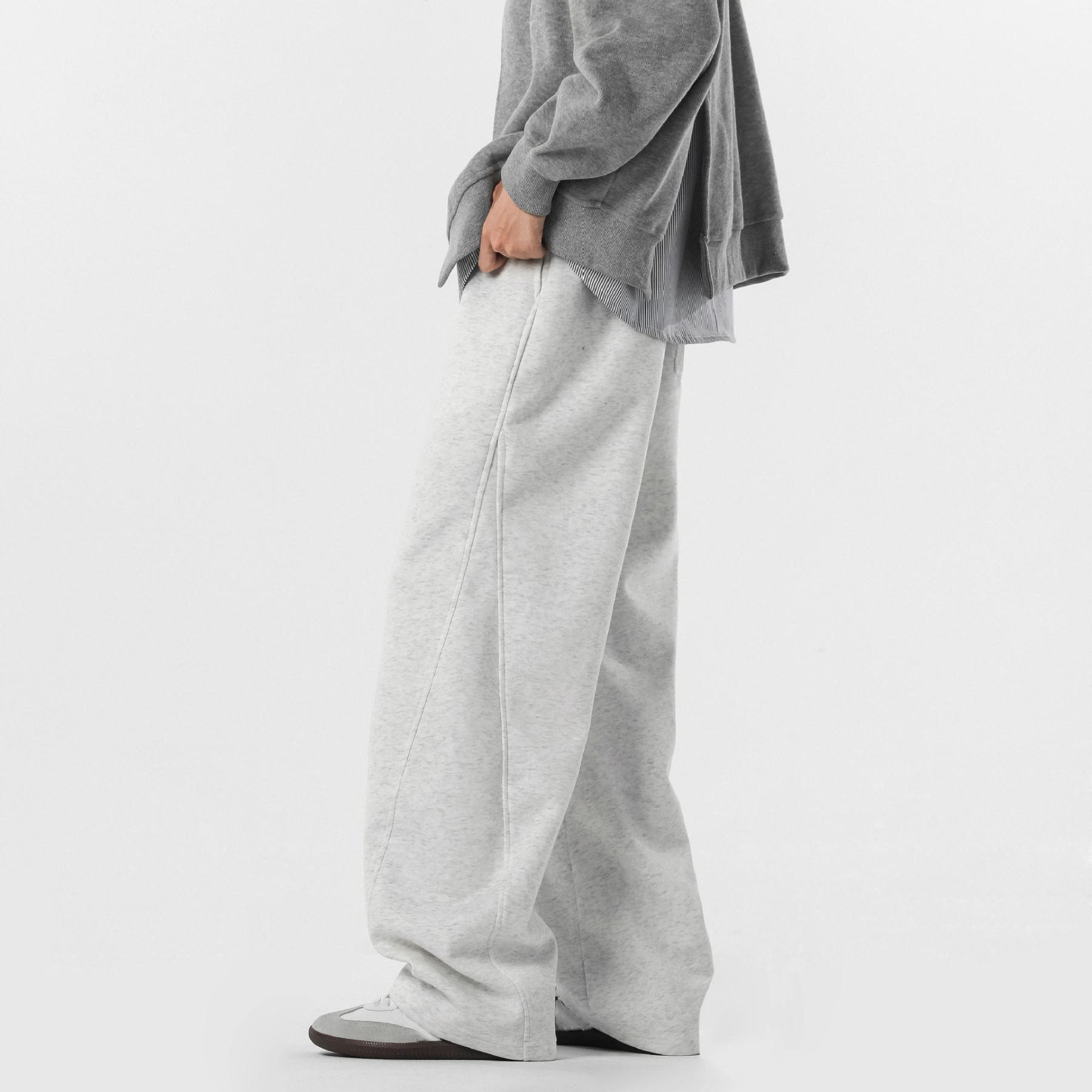 Retro High Street Scimitar Stitching Wide Leg Sports Pants