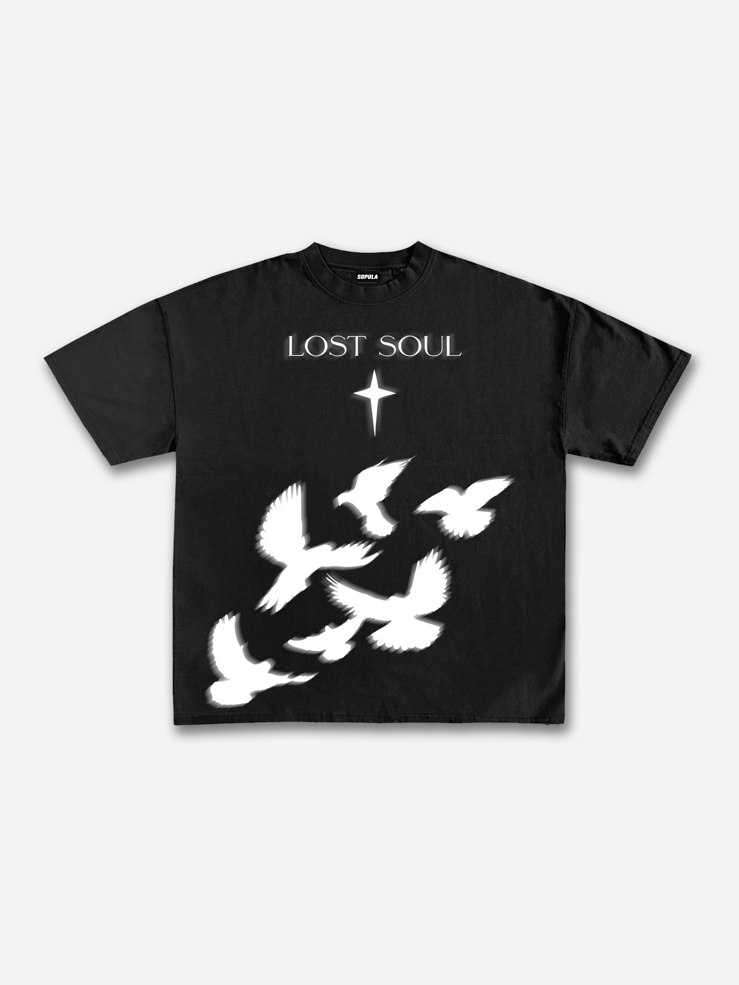 Lost Souls Pigeon Print Graphic Cotton T-shirt
