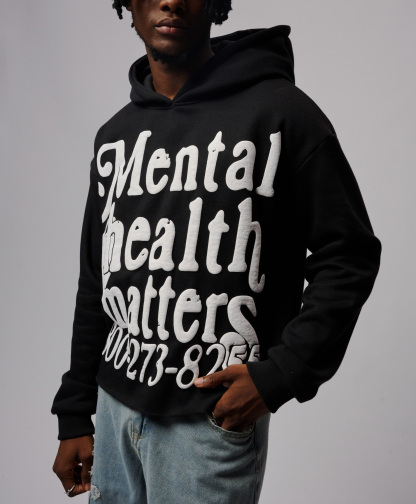 Puff Print Mental Health Matters Cropped Hoodie