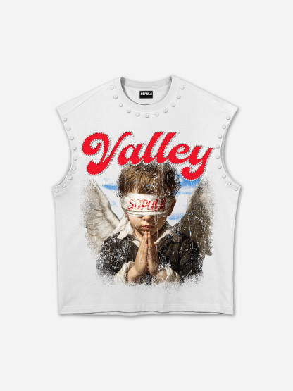 Valley Prayer Angel Vintage Graphic Rhinestone Tank Top