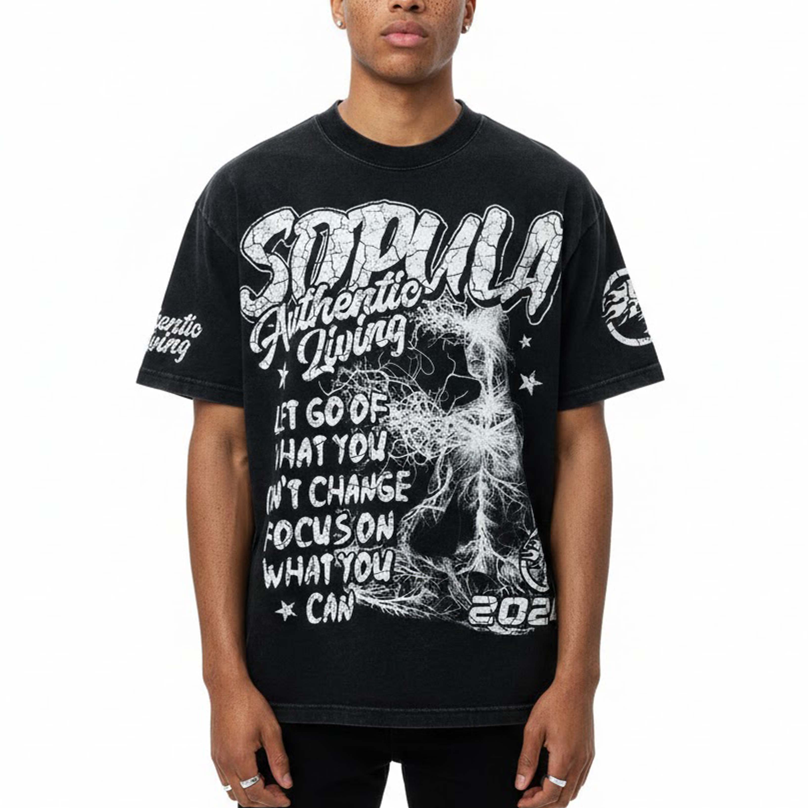 Studio Real Wise Vintage Print Pattern Cotton T-Shirt