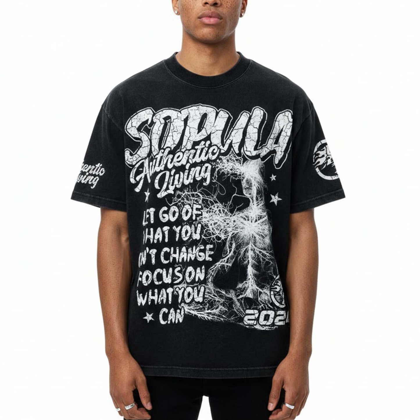 Studio Real Wise Vintage Print Pattern Cotton T-Shirt