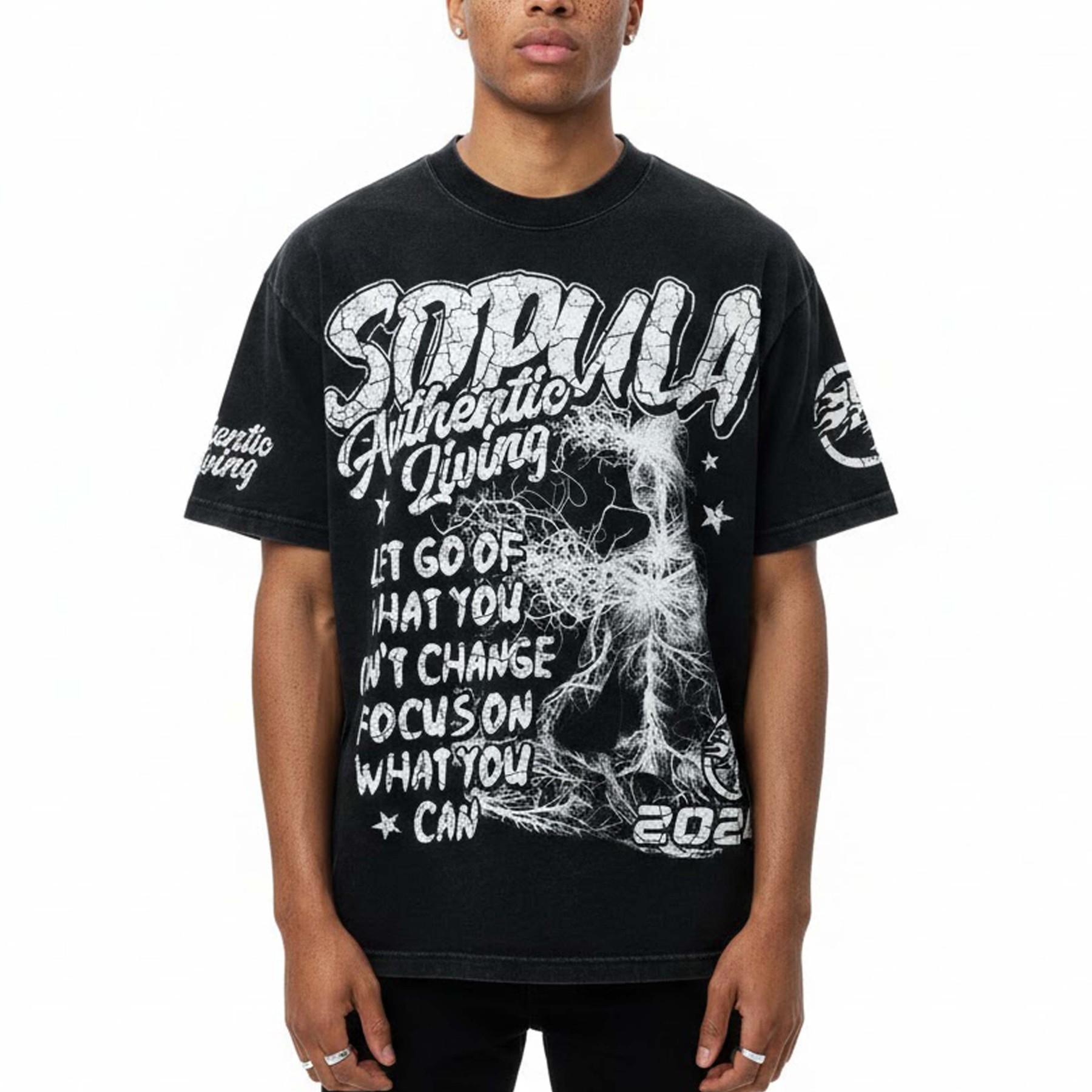 Studio Real Wise Vintage Print Pattern Cotton T-Shirt