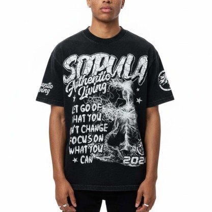 Studio Real Wise Vintage Print Pattern Cotton T-Shirt