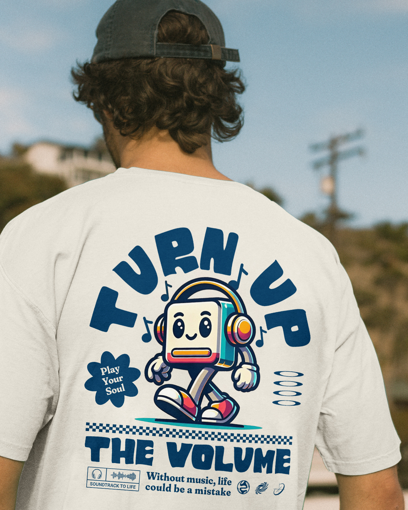 Turn Up The Volume Without Music Life Could Be A Mistake Printed T-shirt（Double-sided Print）