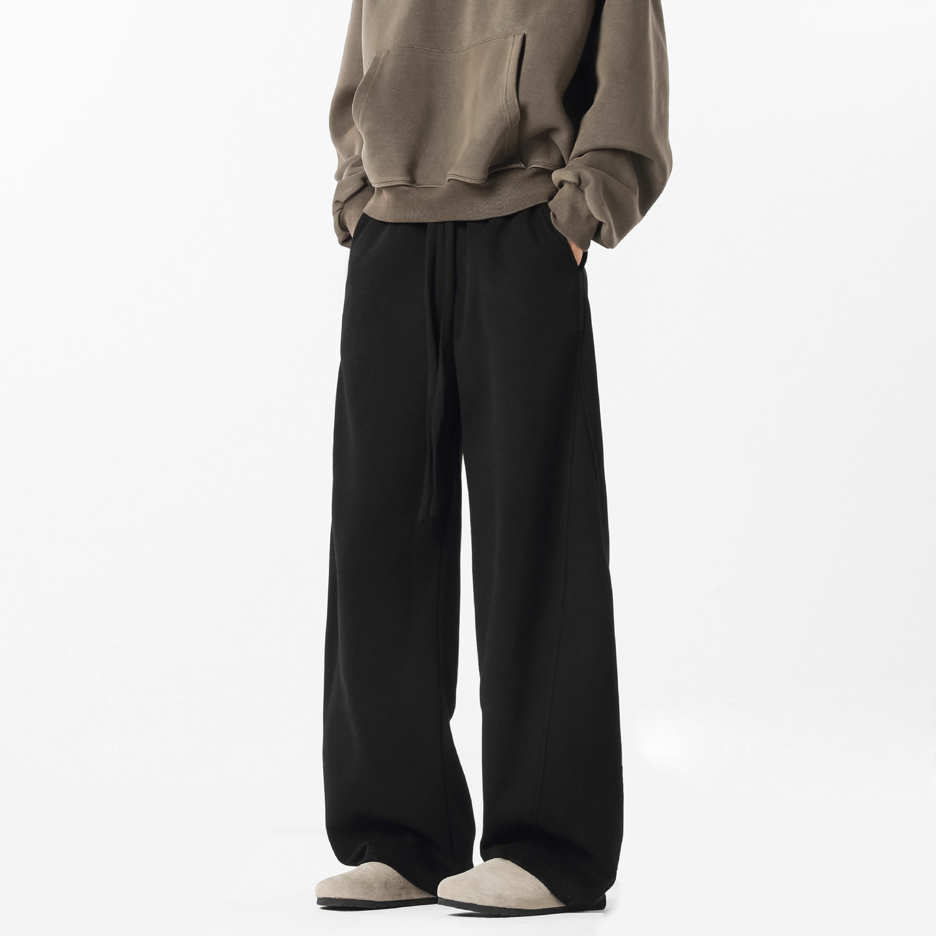 Retro High Street Scimitar Stitching Wide Leg Sports Pants