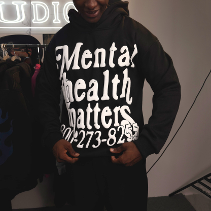 Puff Print Mental Health Matters Cropped Hoodie