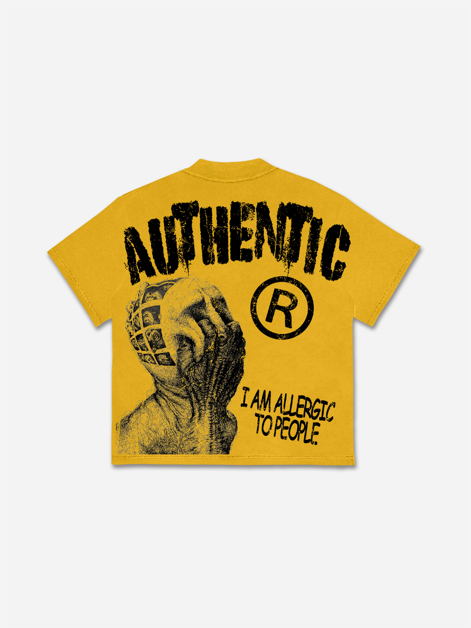 Vintage I Am Allergic To People Graphics Print Cotton T-shirt