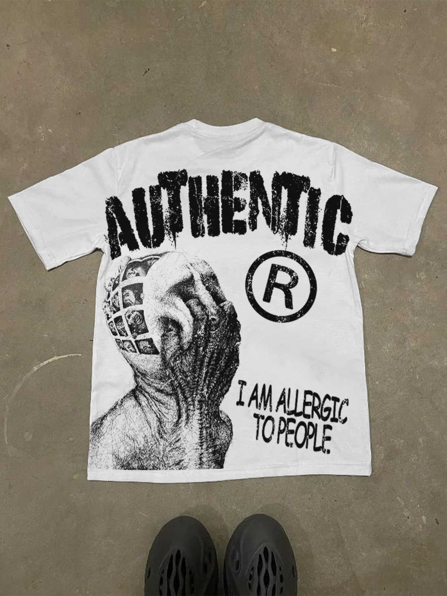 Vintage I Am Allergic To People Graphics Print Cotton T-shirt