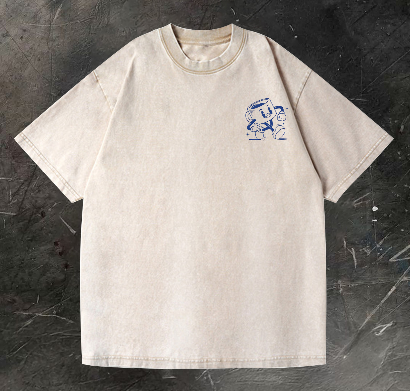 More Espresso Less Depresso Printed Vintage Washed T-shirt（Double-sided Print）