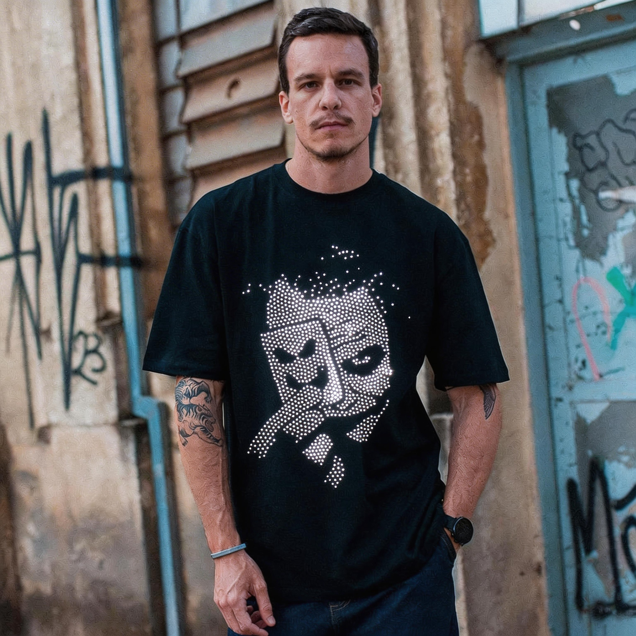 V For Vendetta Mask Portrait Graphic T-Shirt