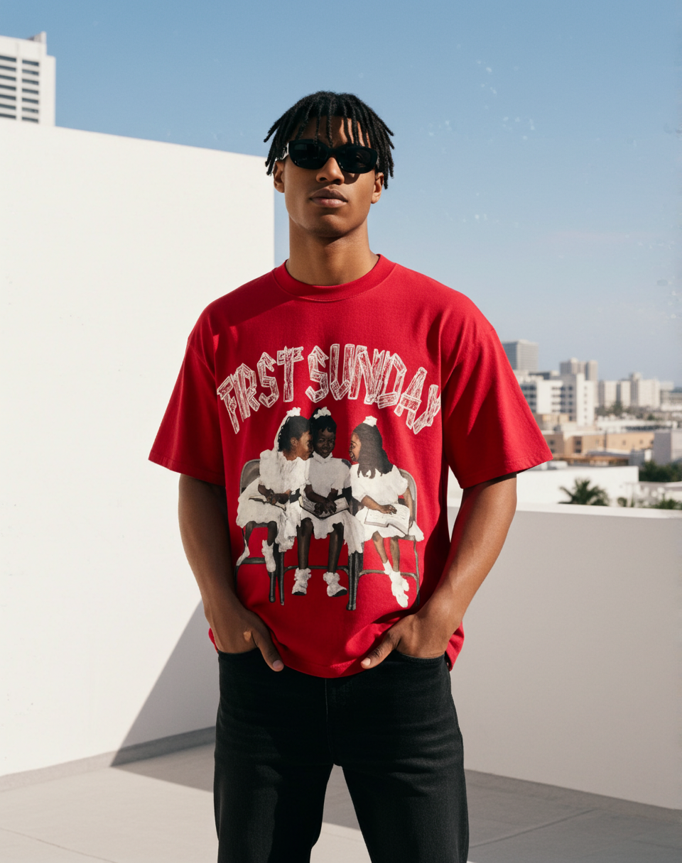 First Sunday Graphic 100% Cotton Basic T-Shirt