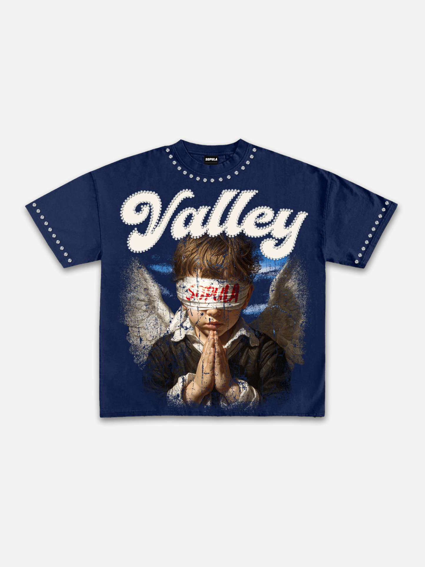 Valley Prayer Angel Vintage Distressed Graphic Cotton T-shirt