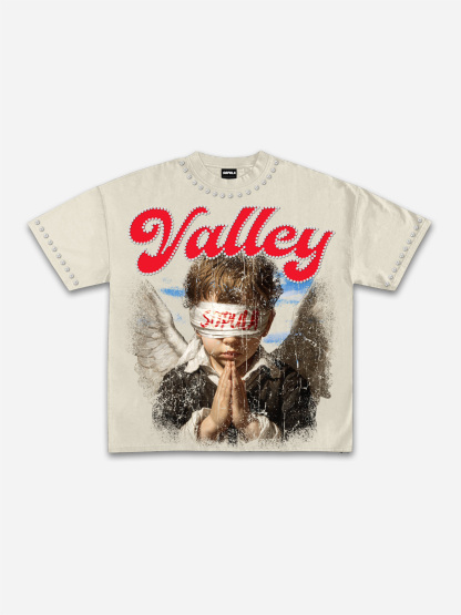 Valley Prayer Angel Vintage Distressed Graphic Cotton T-shirt