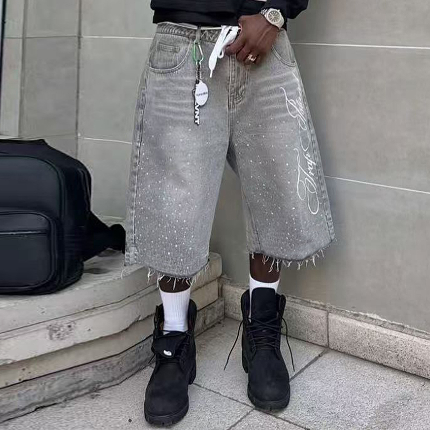 Vintage Washed High Street Jorts Distressed Denim Shorts