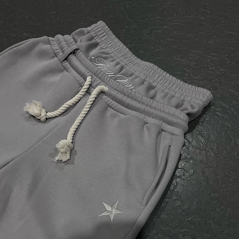 Hiphop Double Waistband Design With Star Embroidery Sweatpants