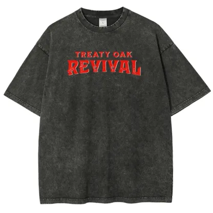 Treaty Oak Revival Printed Vintage Washed T-shirt（Double-sided Print）