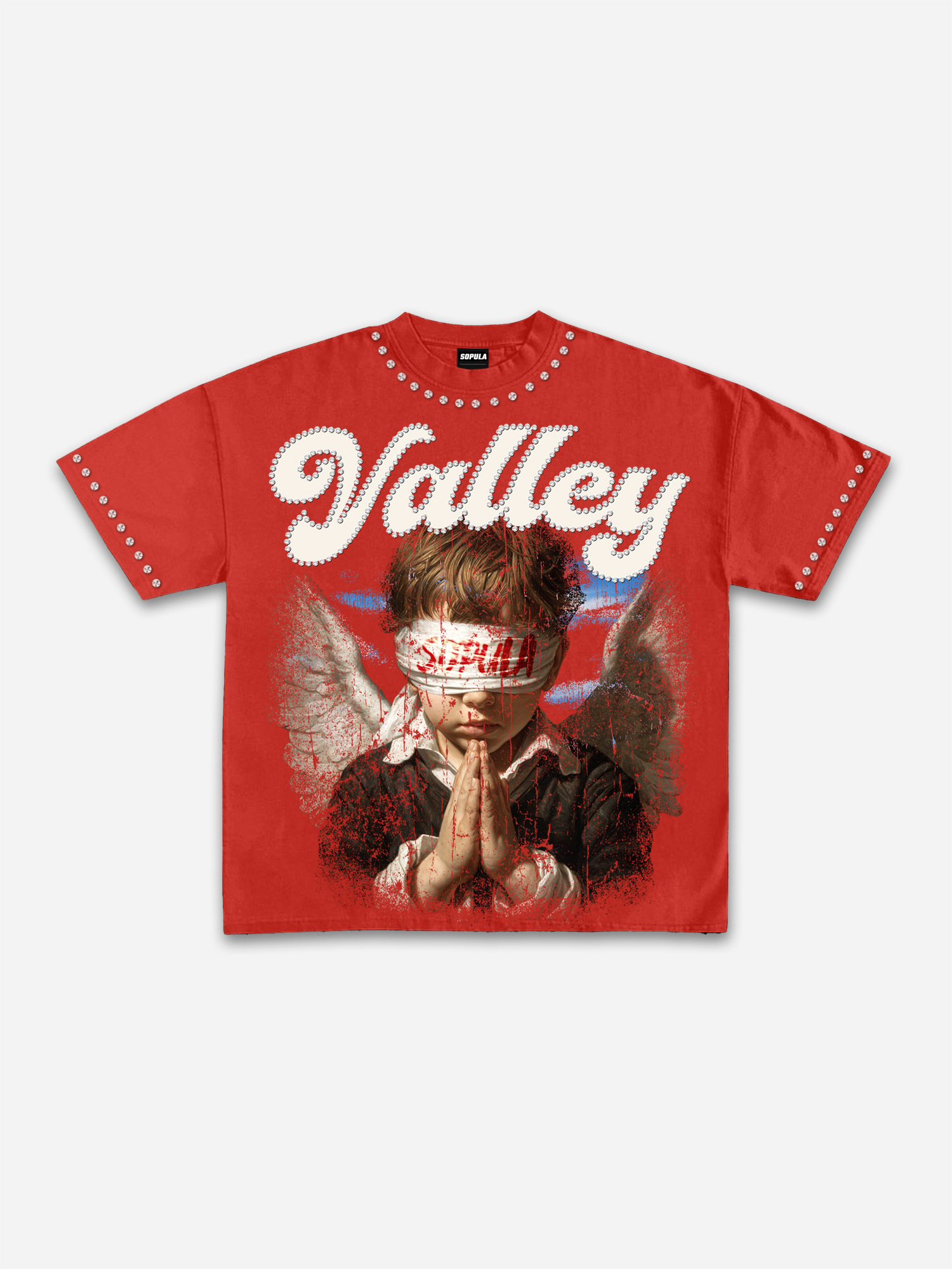 Valley Prayer Angel Vintage Distressed Graphic Cotton T-shirt