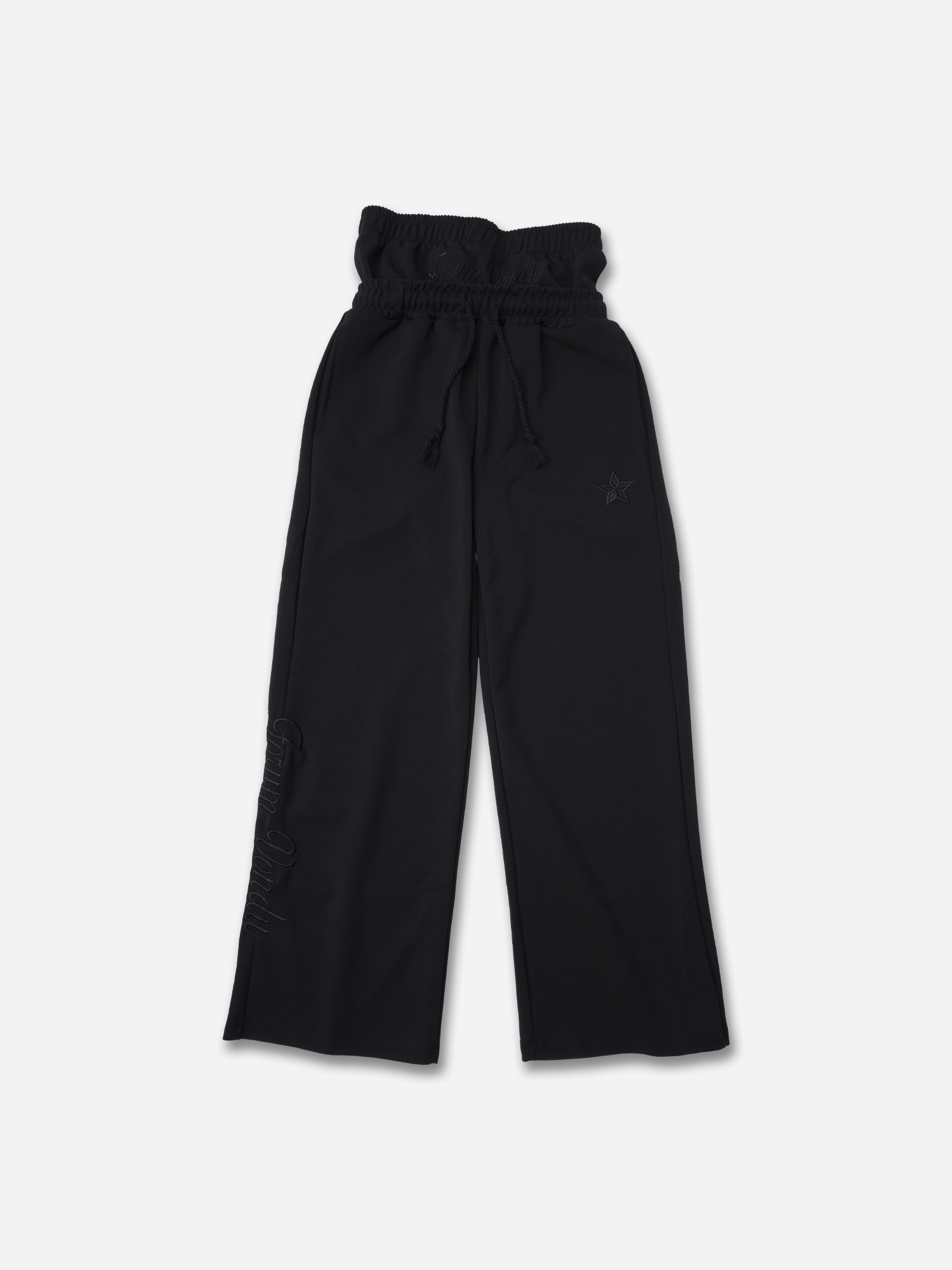 Hiphop Double Waistband Design With Star Embroidery Sweatpants