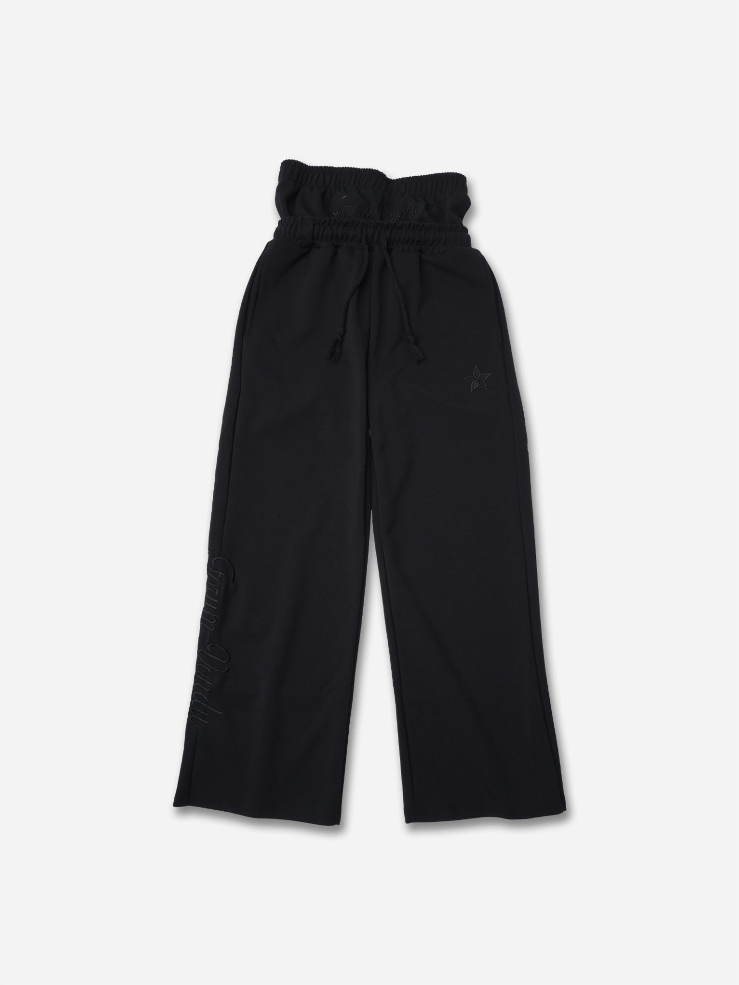 Hiphop Double Waistband Design With Star Embroidery Sweatpants