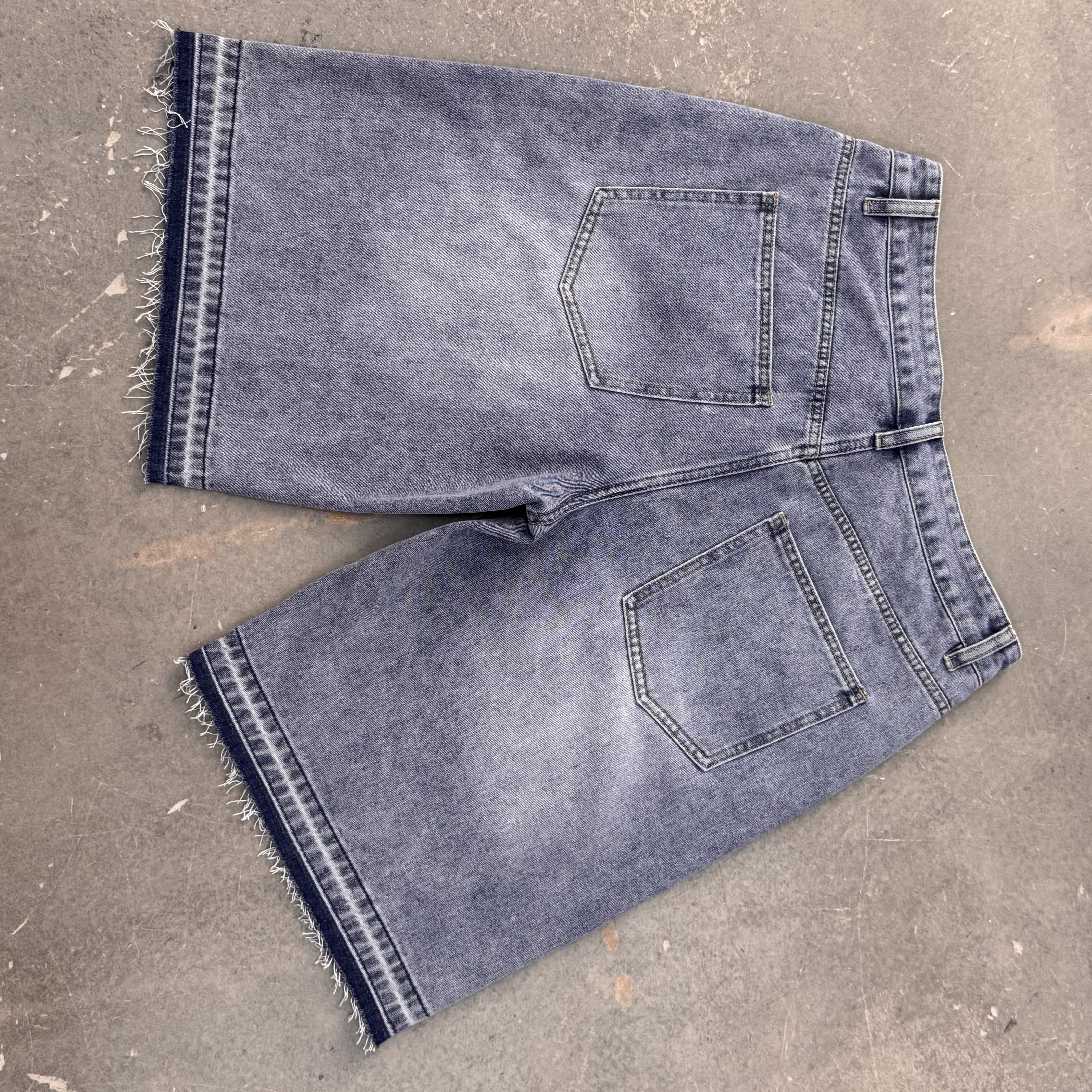 Vintage Hiphop Cross Appliqué Jorts Denim Shorts