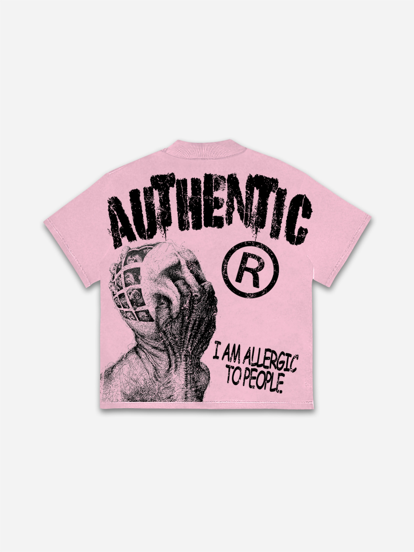 Vintage I Am Allergic To People Graphics Print Cotton T-shirt