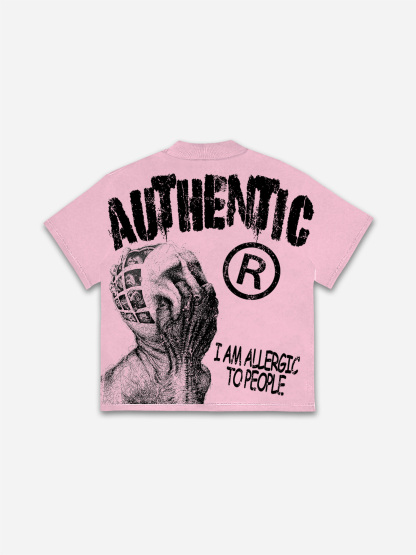 Vintage I Am Allergic To People Graphics Print Cotton T-shirt