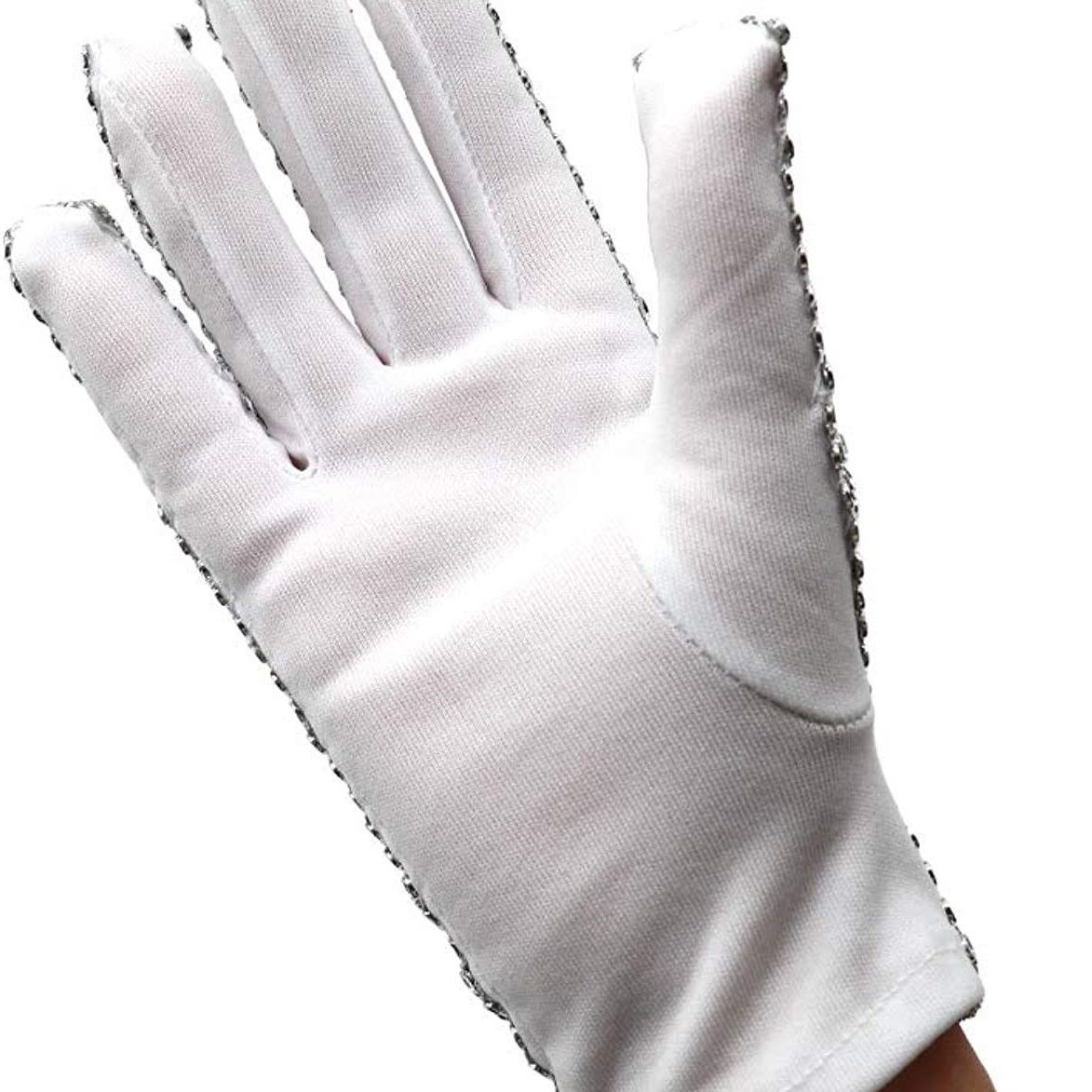 MJ Adult Silver Sparkling Rhinestone Gloves Performance Props