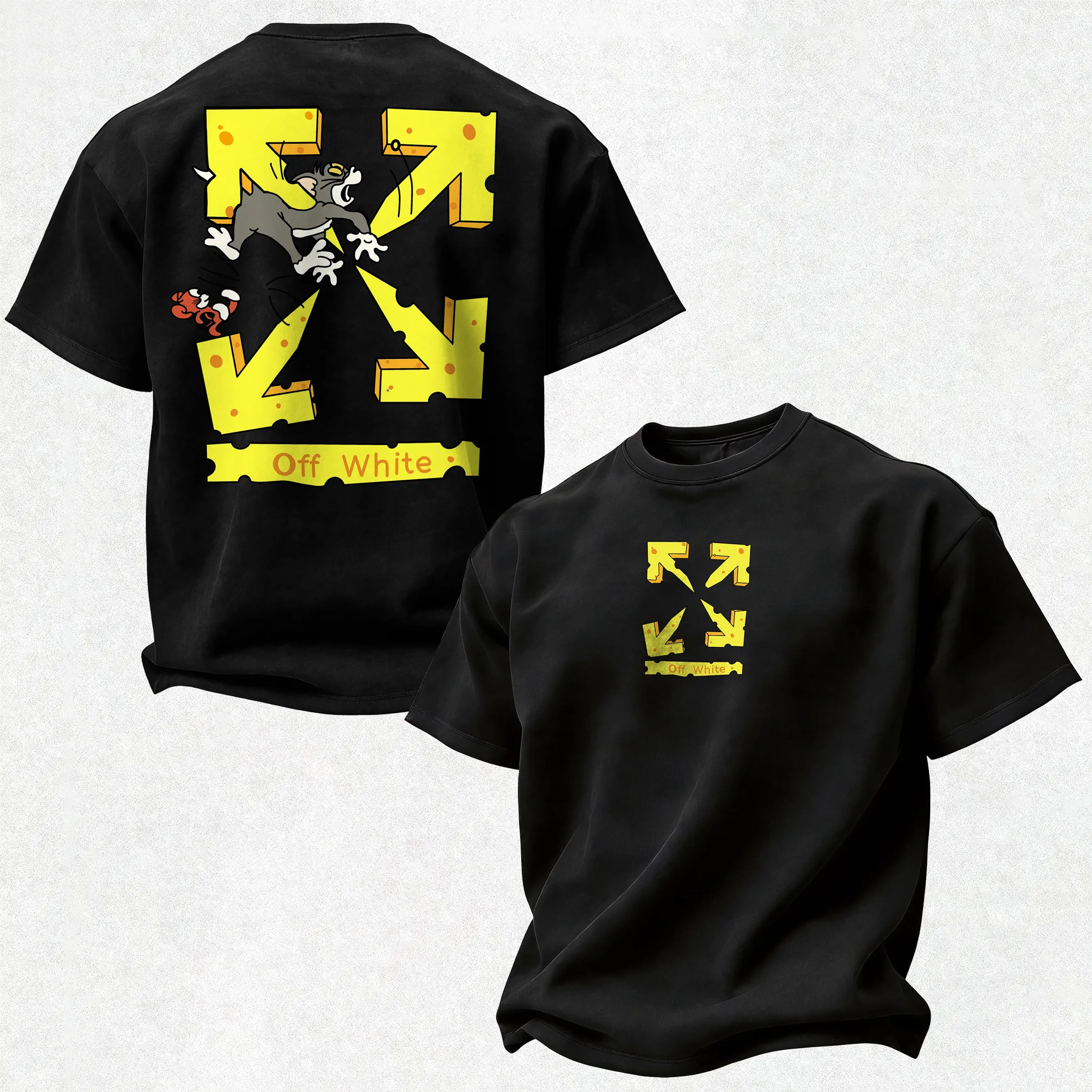 Off-White Tom And Jerry Cheese Arrow Printed Men's T-shirt