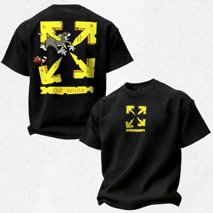 Off-White Tom And Jerry Cheese Arrow Printed Men's T-shirt