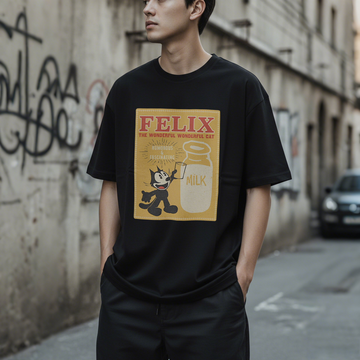 Felix The Cat Wonderful Wonderful Cat Printed Men's T-shirt