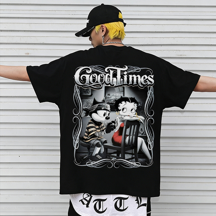Good Times Printed Men's T-shirt（Double-sided Print）